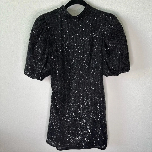 CAMILA COELHO Cassie Mini Glitter Black Dress SZ M - Picture 3 of 11
